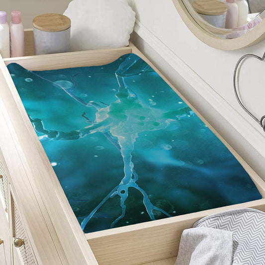 Blue Neurons In The Brain Print Changing Pad Cover