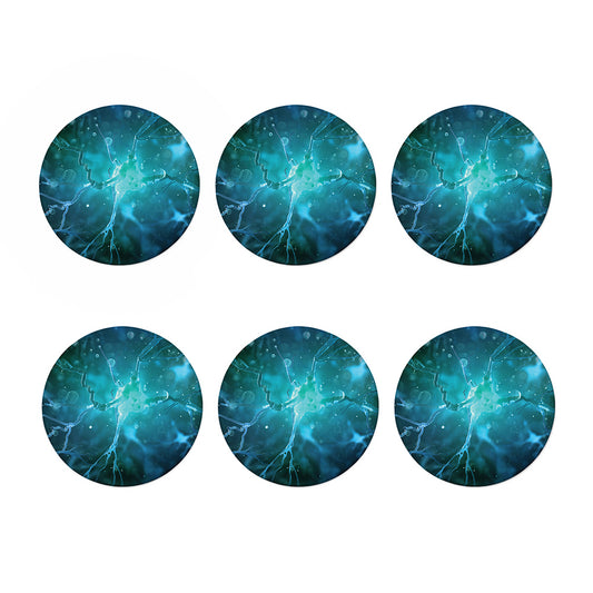 Blue Neurons In The Brain Print Coaster Set