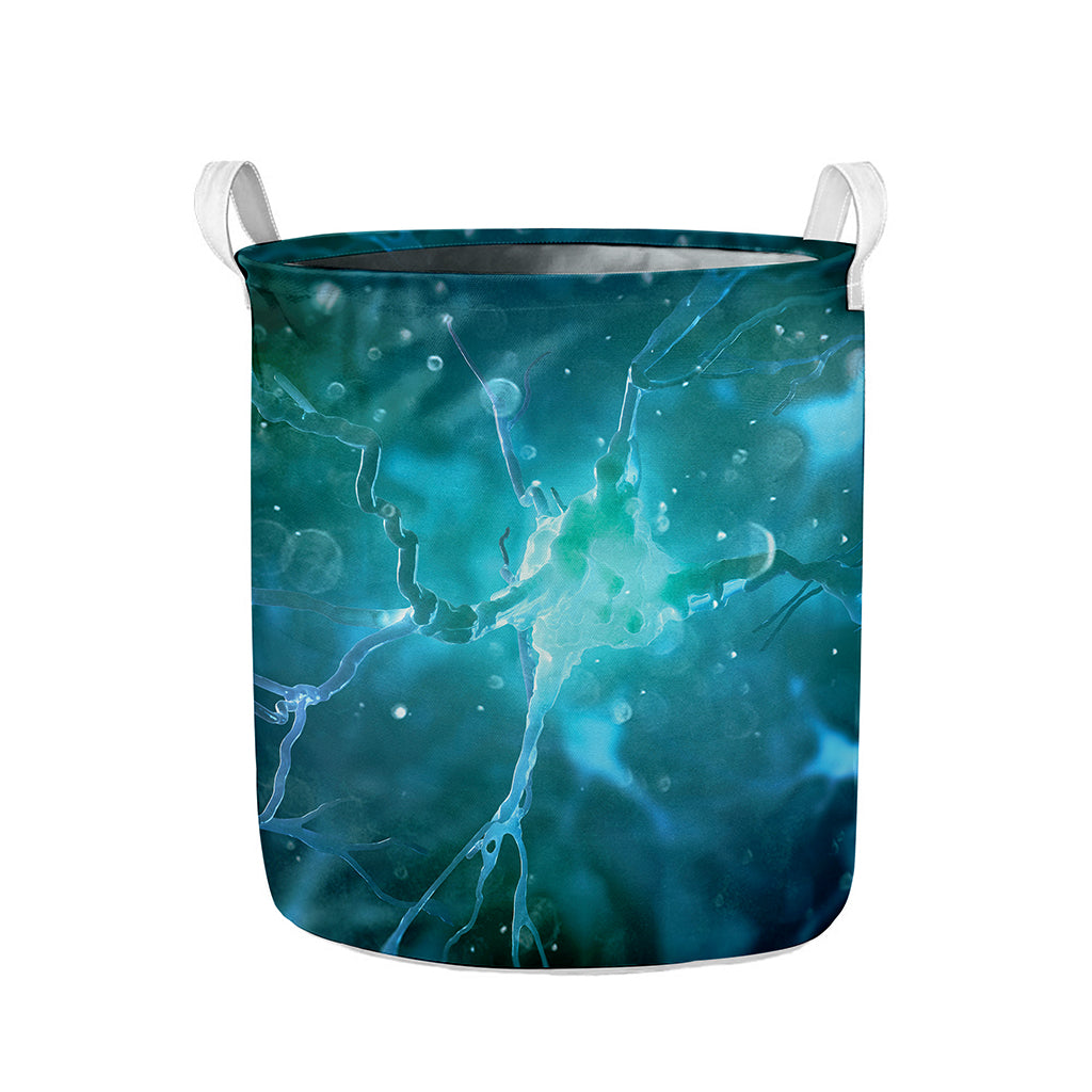 Blue Neurons In The Brain Print Collapsible Laundry Basket