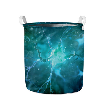 Blue Neurons In The Brain Print Collapsible Laundry Basket