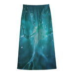 Blue Neurons In The Brain Print Cotton Front Slit Maxi Skirt