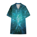 Blue Neurons In The Brain Print Cotton Hawaiian Shirt