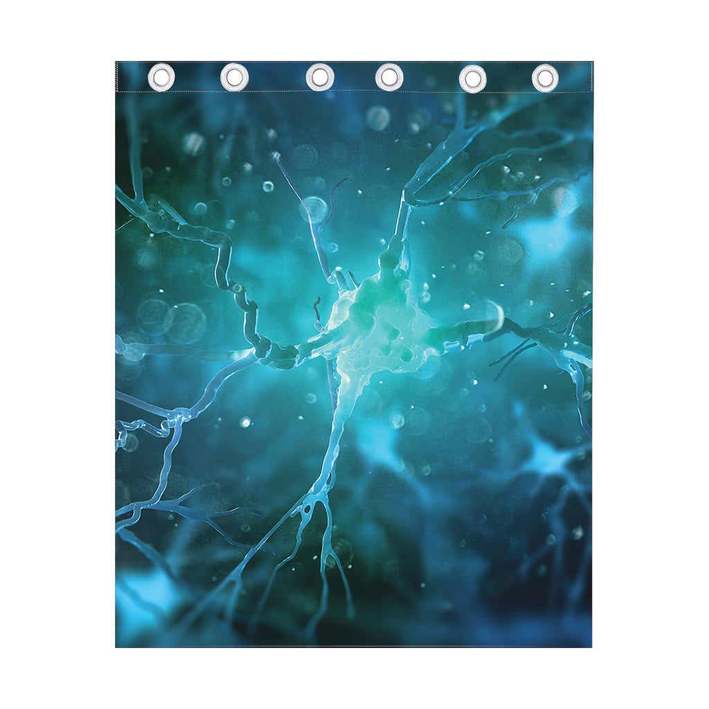 Blue Neurons In The Brain Print Curtain