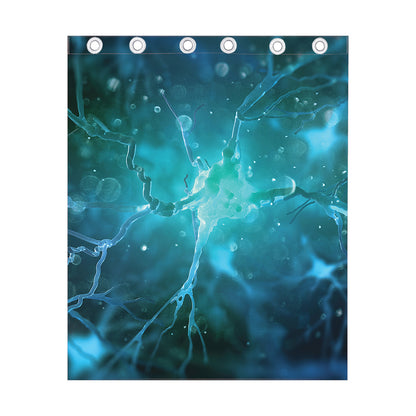 Blue Neurons In The Brain Print Curtain