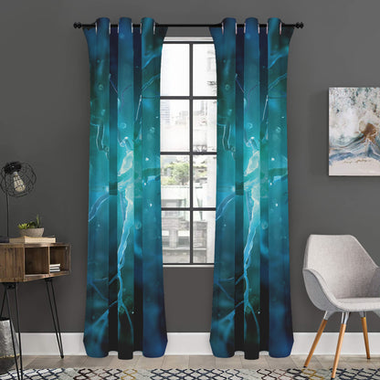Blue Neurons In The Brain Print Curtain