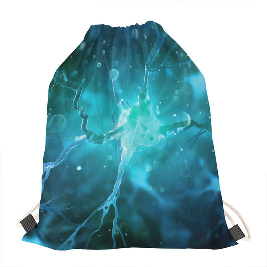 Blue Neurons In The Brain Print Drawstring Bag