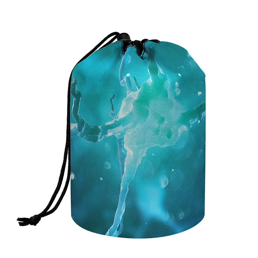 Blue Neurons In The Brain Print Drawstring Makeup Bag