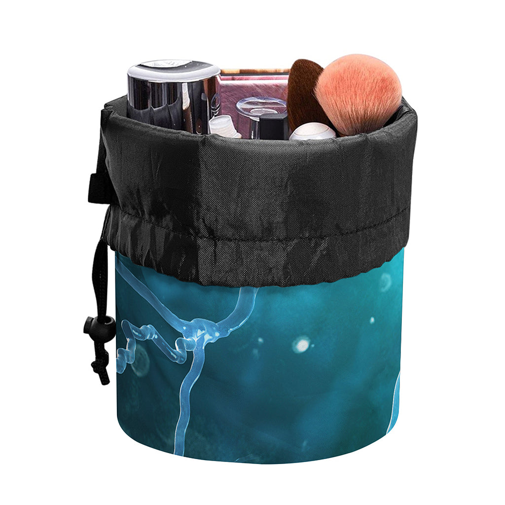 Blue Neurons In The Brain Print Drawstring Makeup Bag
