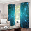 Blue Neurons In The Brain Print Extra Wide Grommet Curtains