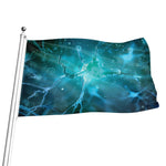 Blue Neurons In The Brain Print Flag