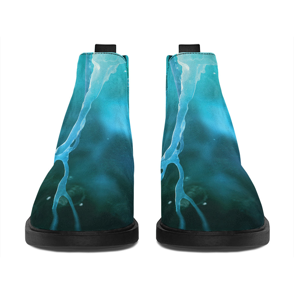 Blue Neurons In The Brain Print Flat Ankle Boots