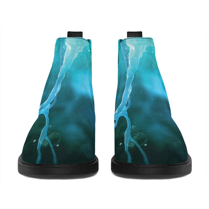 Blue Neurons In The Brain Print Flat Ankle Boots