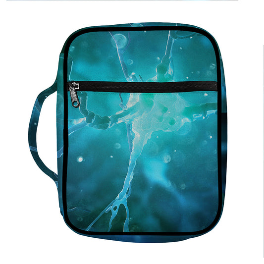 Blue Neurons In The Brain Print Front Pocket Bible Bag
