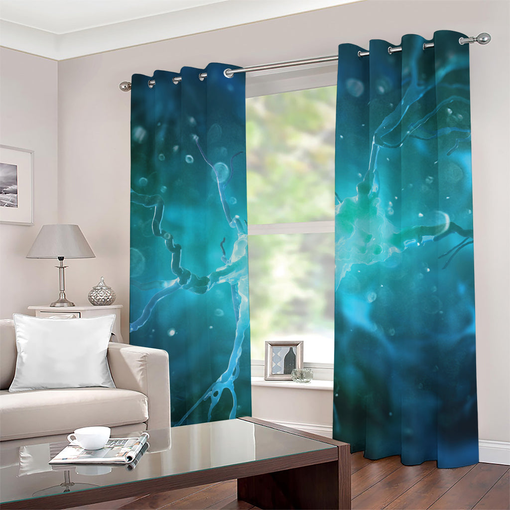 Blue Neurons In The Brain Print Grommet Curtains