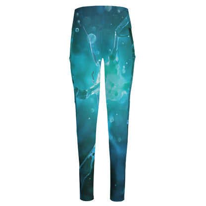 Blue Neurons In The Brain Print High-Waisted Pocket Leggings