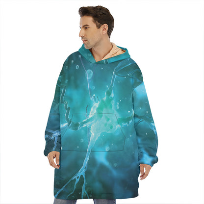Blue Neurons In The Brain Print Hoodie Blanket