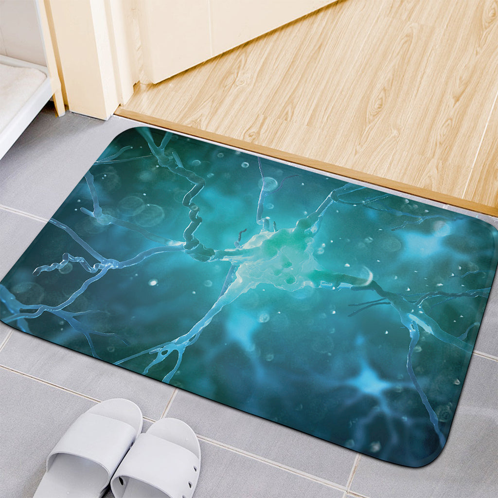 Blue Neurons In The Brain Print Indoor Door Mat