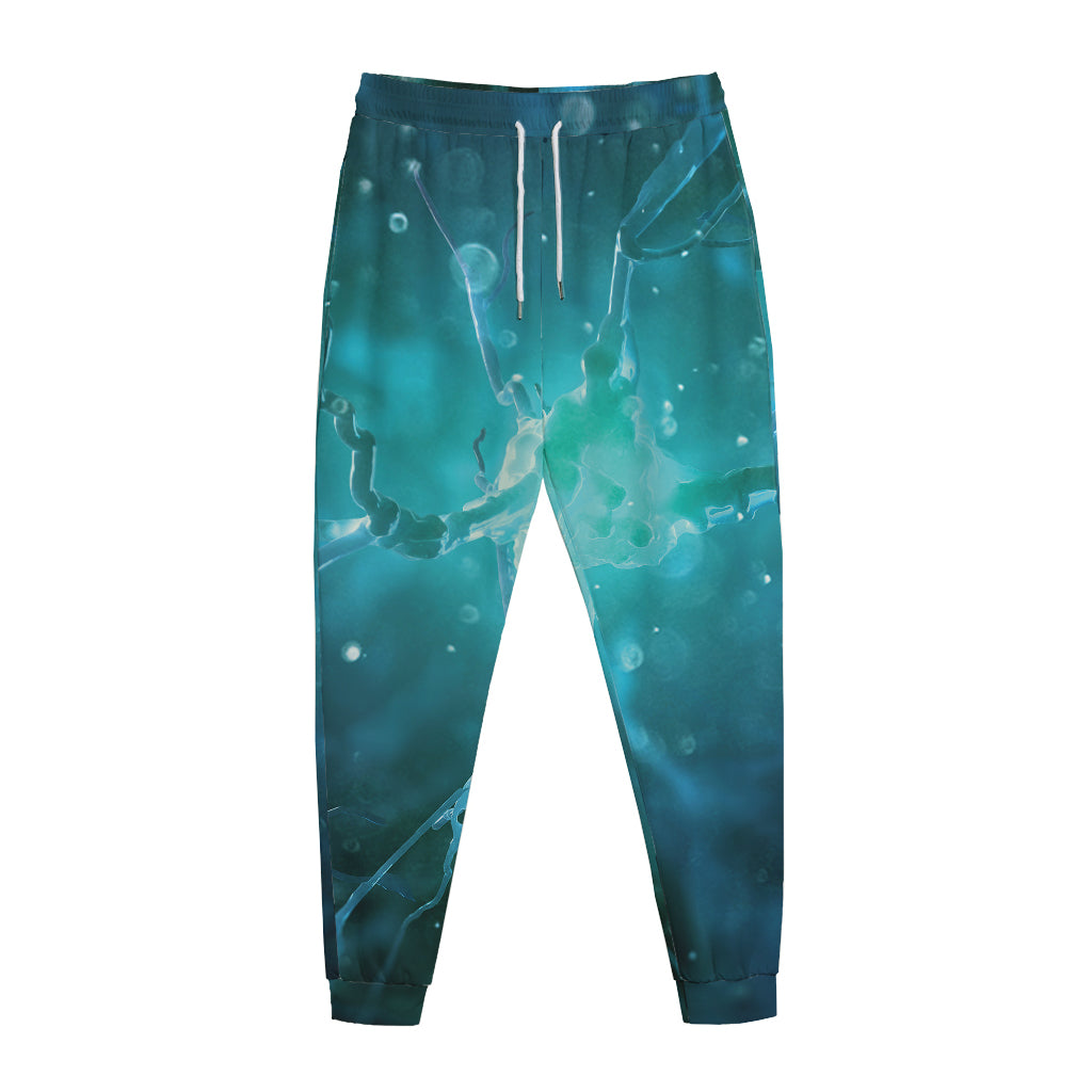 Blue Neurons In The Brain Print Jogger Pants