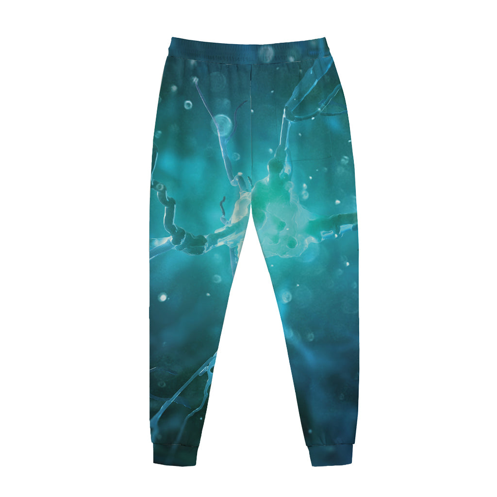 Blue Neurons In The Brain Print Jogger Pants
