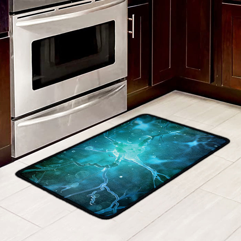 Blue Neurons In The Brain Print Kitchen Mat