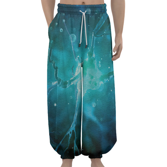 Blue Neurons In The Brain Print Lantern Pants