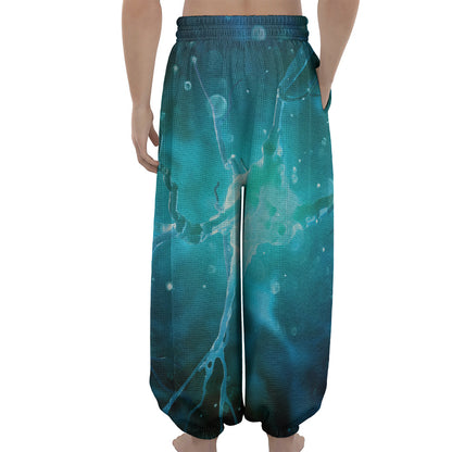 Blue Neurons In The Brain Print Lantern Pants