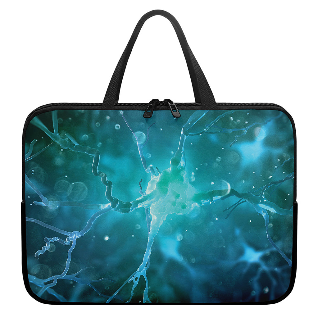 Blue Neurons In The Brain Print Laptop Sleeve With Handle