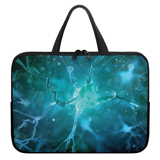 Blue Neurons In The Brain Print Laptop Sleeve With Handle