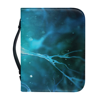 Blue Neurons In The Brain Print Leather Bible Cover