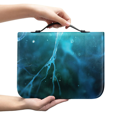 Blue Neurons In The Brain Print Leather Bible Cover