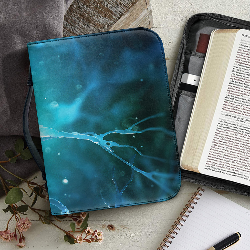 Blue Neurons In The Brain Print Leather Bible Cover