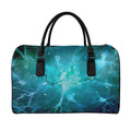 Blue Neurons In The Brain Print Leather Duffel Bag