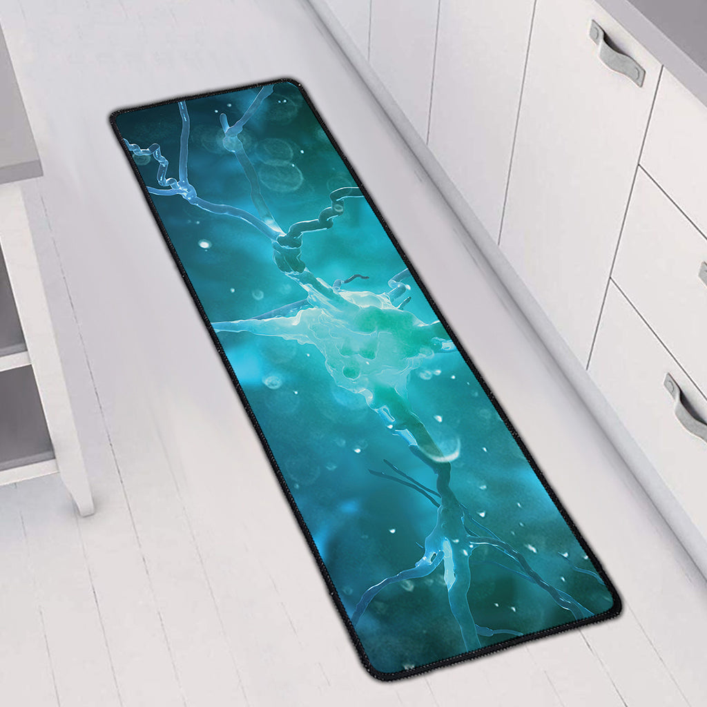 Blue Neurons In The Brain Print Long Kitchen Mat