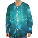 Blue Neurons In The Brain Print Long Sleeve Baseball Jersey