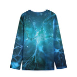 Blue Neurons In The Brain Print Long Sleeve Short Coat