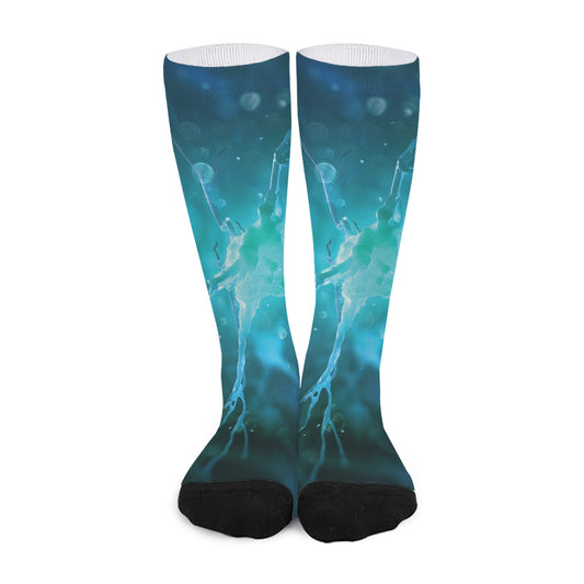 Blue Neurons In The Brain Print Long Socks