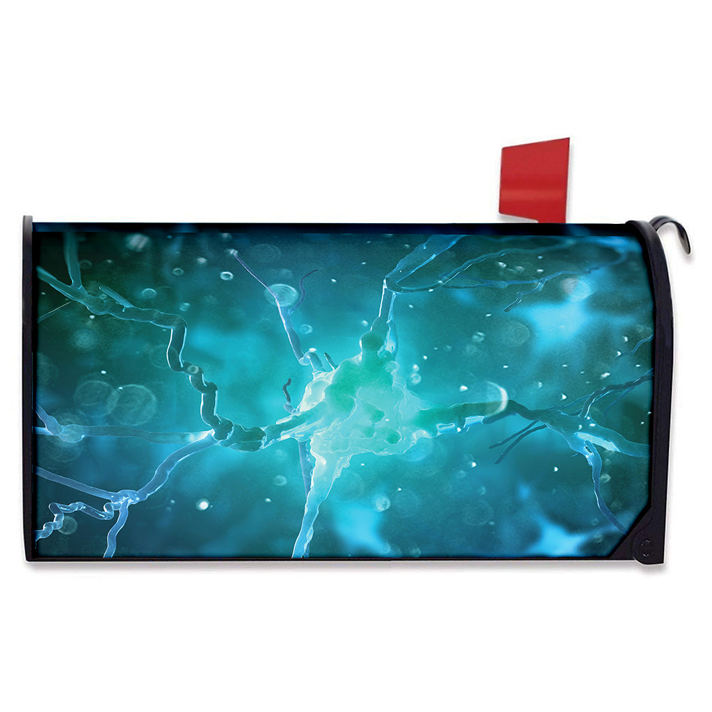 Blue Neurons In The Brain Print Mailbox Cover