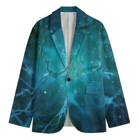 Blue Neurons In The Brain Print Men's Blazer