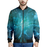 Blue Neurons In The Brain Print Men's Bomber Jacket