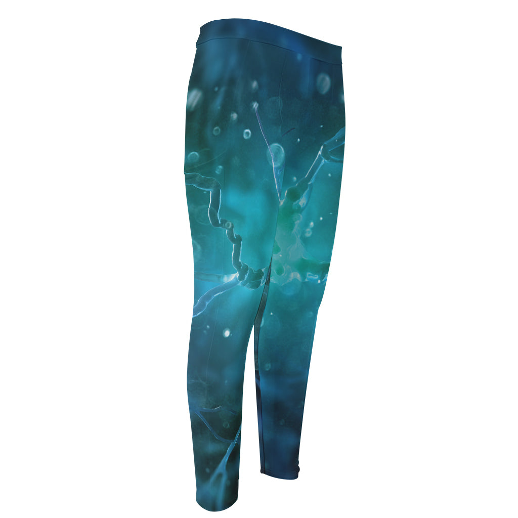 Blue Neurons In The Brain Print Men's Compression Pants