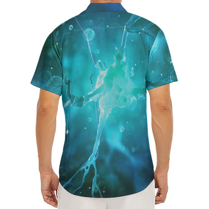Blue Neurons In The Brain Print Men's Deep V-Neck Shirt