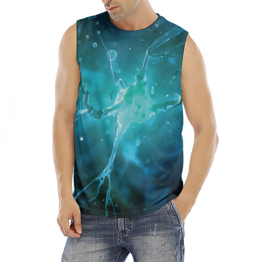 Blue Neurons In The Brain Print Men's Fitness Tank Top