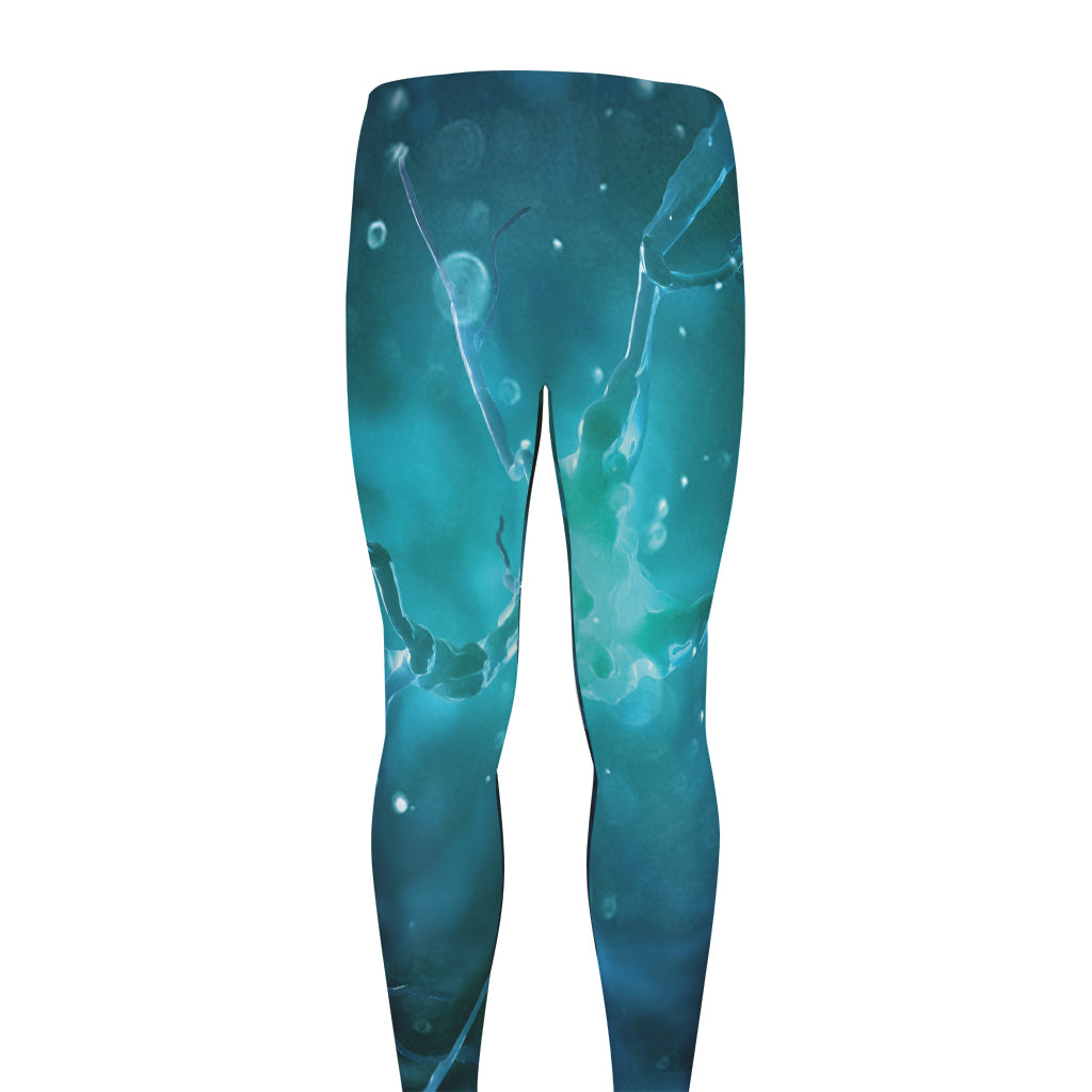 Blue Neurons In The Brain Print Men's leggings