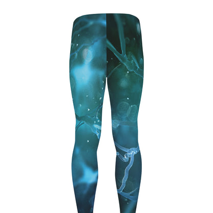 Blue Neurons In The Brain Print Men's leggings