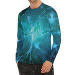 Blue Neurons In The Brain Print Men's Long Sleeve Rash Guard