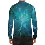 Blue Neurons In The Brain Print Men's Long Sleeve Rash Guard