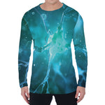 Blue Neurons In The Brain Print Men's Long Sleeve T-Shirt