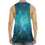Blue Neurons In The Brain Print Men's Muscle Tank Top