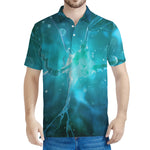 Blue Neurons In The Brain Print Men's Polo Shirt
