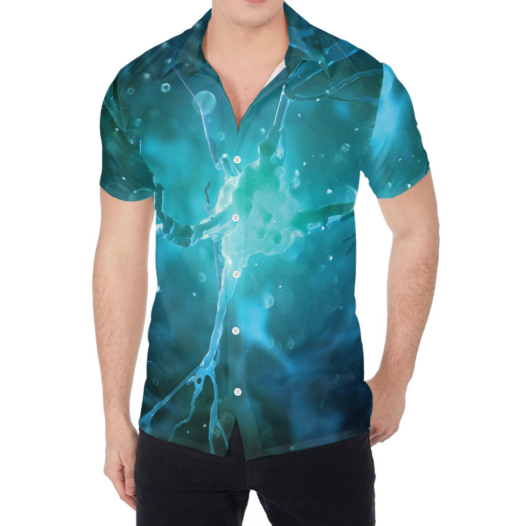 Blue Neurons In The Brain Print Men's Shirt